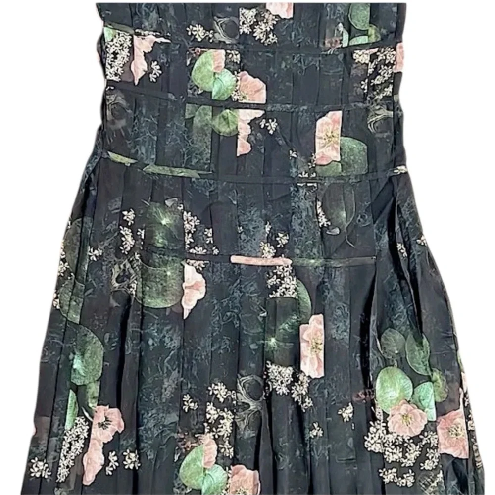 NWT’S All Saints Coco Asiago Maxi Dress Black & Pink Fishtail Grunge Floral 12 - Picture 8 of 15